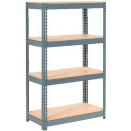 GLOBAL EQUIPMENT Extra Heavy Duty Shelving 36"W x 18"D x 72"H With 4 Shelves, Wood Deck, Gry 255675